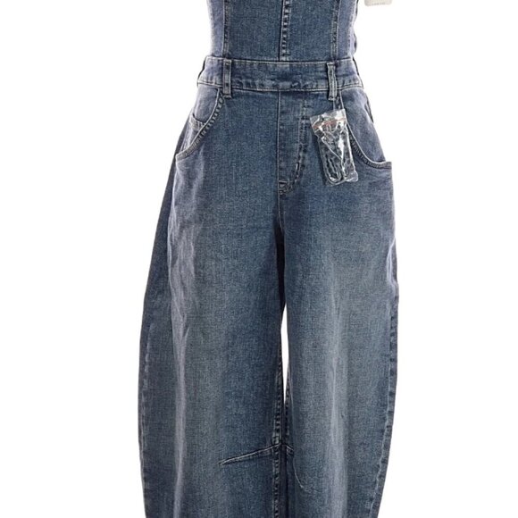 NWT Free People We The Free Je Suis Pret Barrel Jumpsuit Denim $148 - Picture 5 of 15